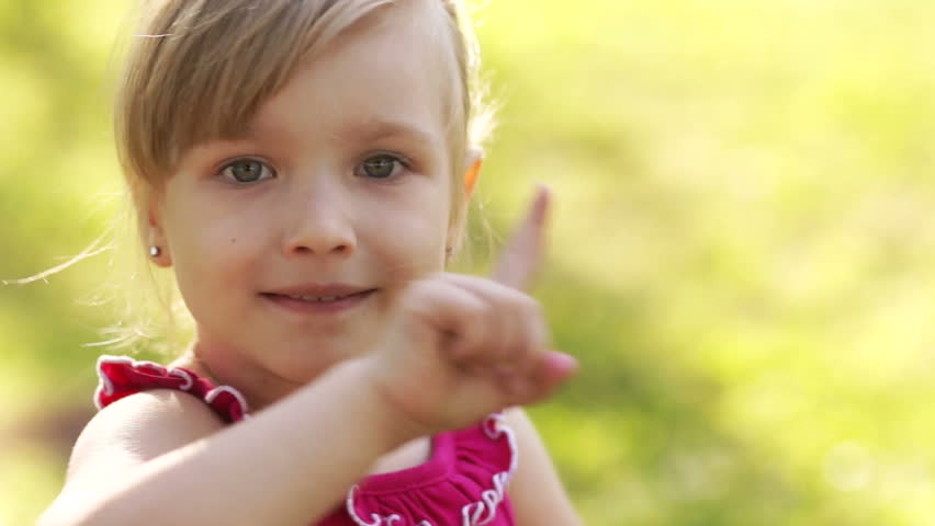 Portrait of a little girl. Caution