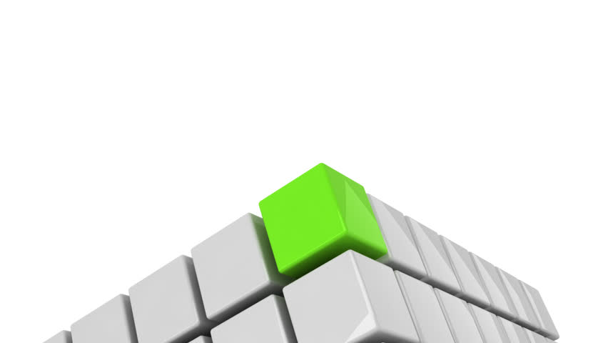Green cube getting detached concept alpha channel included