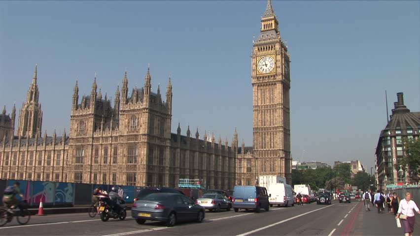 London, England - CIRCA June, 2006: A wide shot of the Parliament Building and Big Ben as seen during the day
