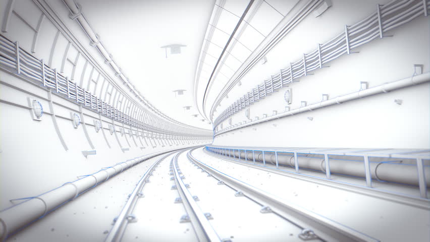 Nice and bright background subway tunnel 3D animation. Rendered in HD.