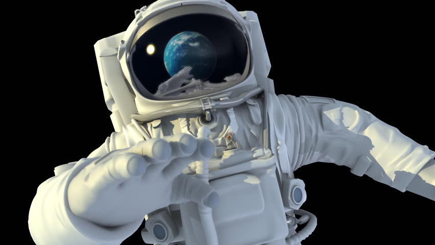 Astronaut in open space. 3d animation.