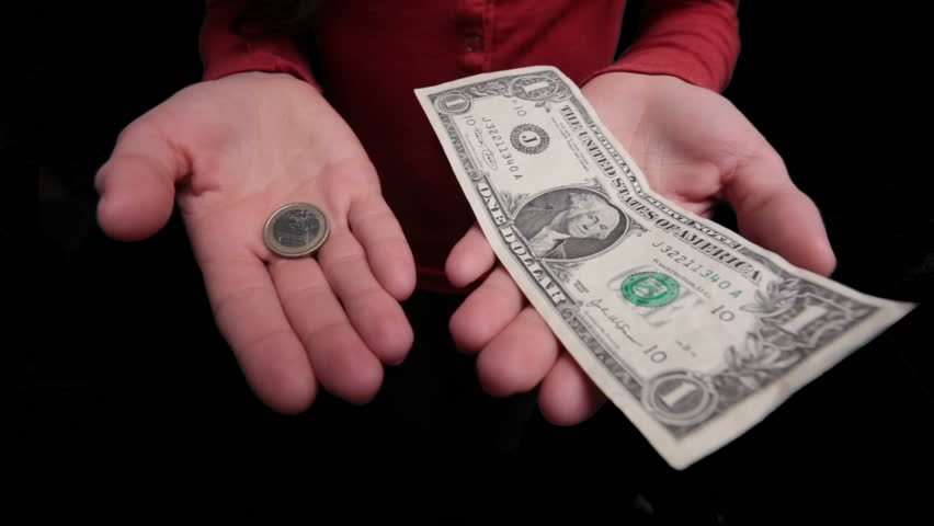 Dollar, euro weighing, balancing. Comparison. Exchange rate. Financial concept.
