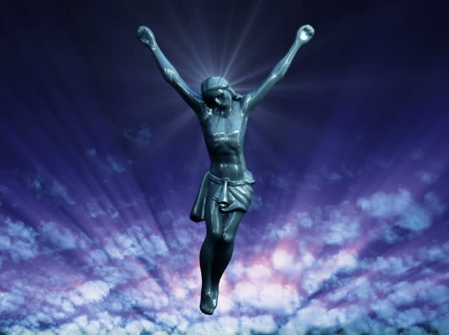 NTSC - Worship 0102 - The figure of Jesus on sunsetting clouds.