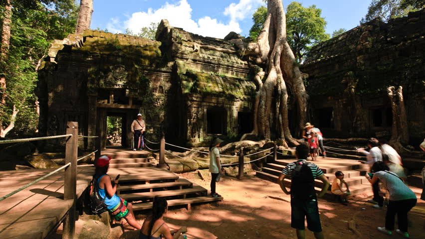SIEM REAP - OCT 21: Timelapse view of a Neak Pean temple at Angkor. 21 October 2011 in Siem Reap, Cambodia.