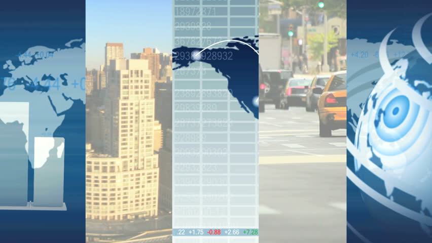 Montage digital images CG global communication and city business scenes