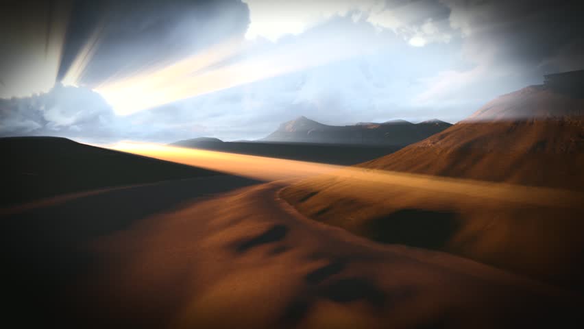 Winding river bed in the mountains 