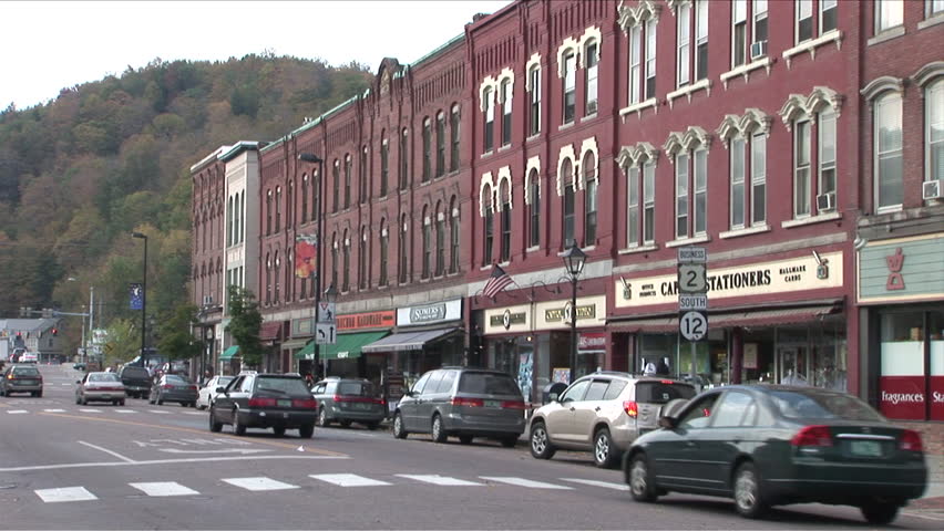 Vermont - CIRCA September, 2007: View of a quiet street in a small New England town with a few cars seen during the day