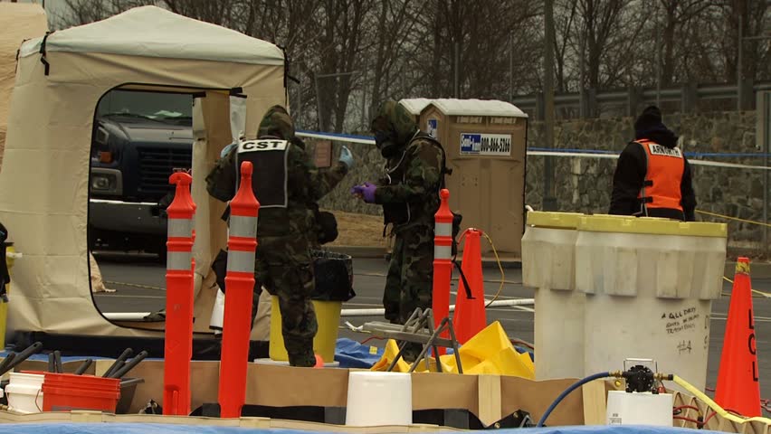 PROVIDENCE, RHODE ISLAND - SEPTEMBER 16, 2010: Hazmat emergency response drill