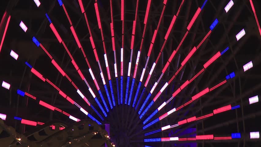 Red, White and Blue Lights On A Ferris Wheel