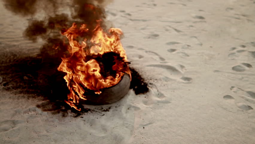 burning wreckage during hostilities