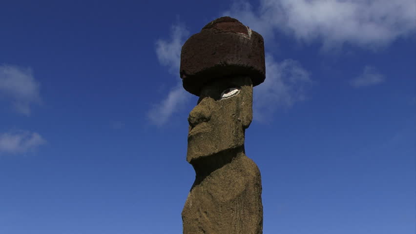Easter Island Moai with blue sky