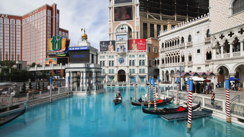 LAS VEGAS - CIRCA MAY 2011: skyline view of Gondolas in the Canals of the Venetian Casino and Hotel on the Strip (Las Vegas Boulevard).