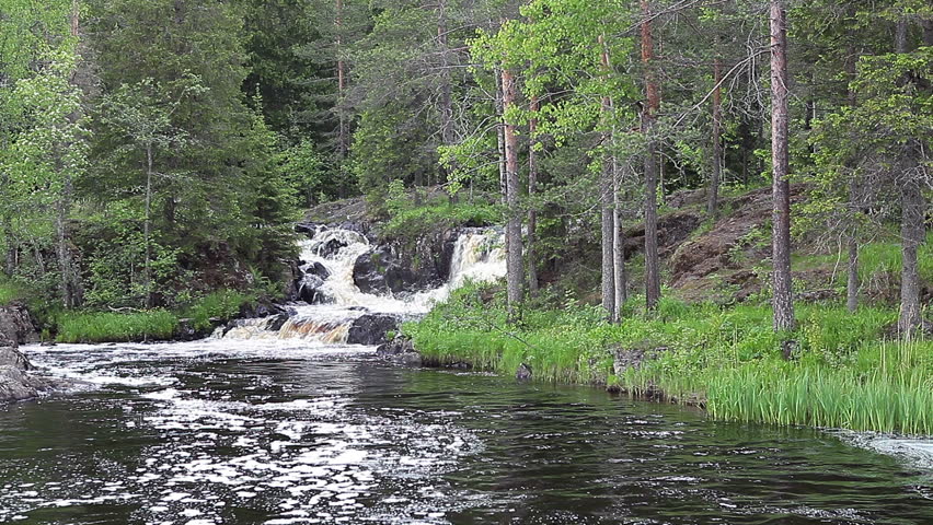 Ruskeala waterfalls - four lowland falls in Sortavala region on the river Tohmajoki in Ruskeala, Karelia, Russia
