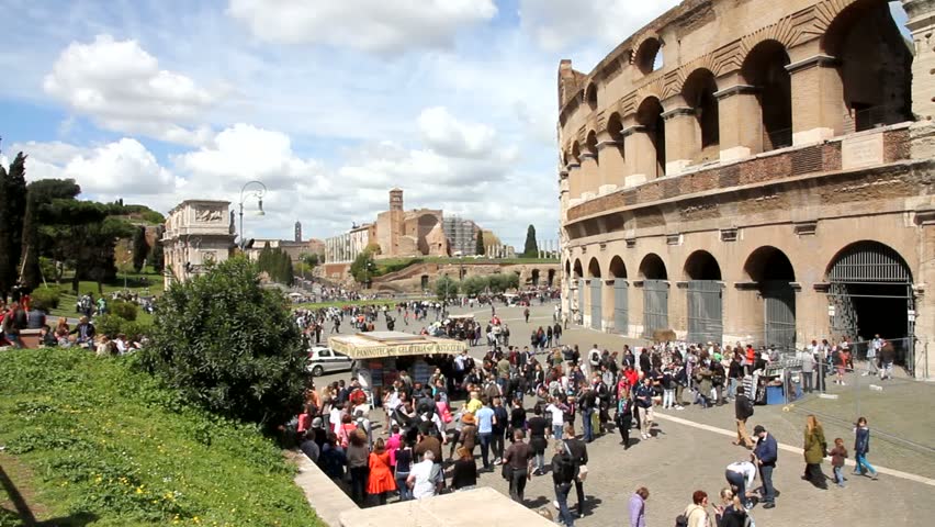 ROME - APRIL 9: Tourists visit the Colosseum on April 9, 2012 in Rome, Italy. Rome is 14th most visited city in the world (5.6m international arrivals in 2010).