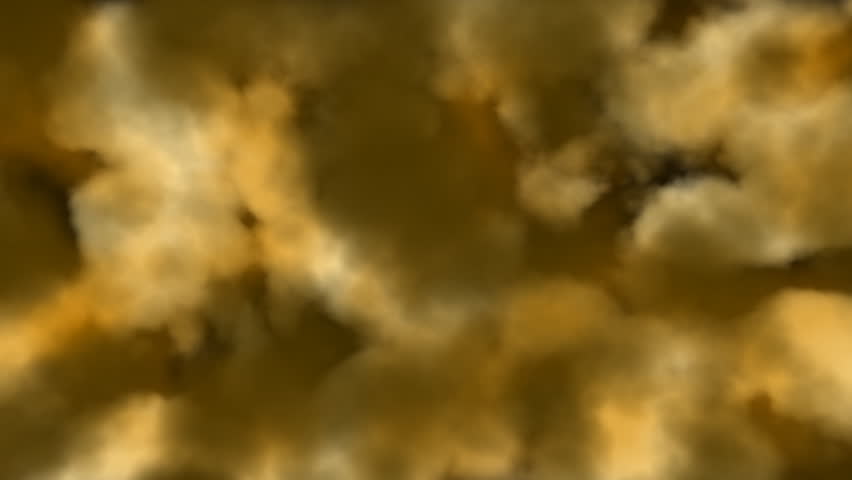 Orange colors, cloud-like forms changing shape and moving.