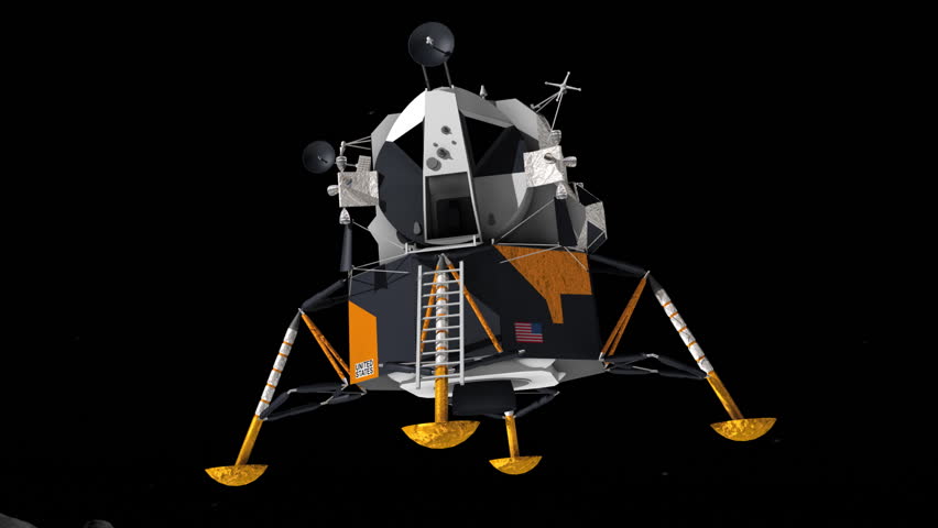 Apollo 11 lunar lander landing on the moon. This was the vehicle used for the first ever manned landing on another celestial body.