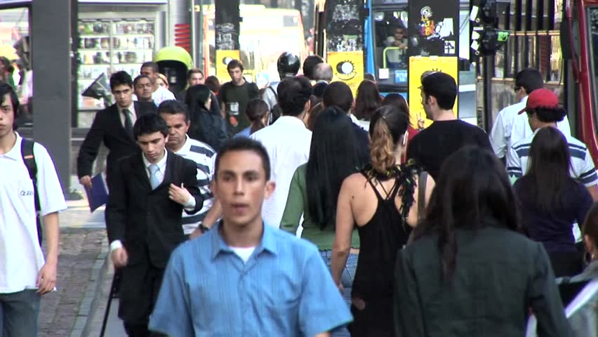 SAO PAULO, BRAZIL - CIRCA 2010: Pedestrians in Centro De Sao Paulo, Brazil 2