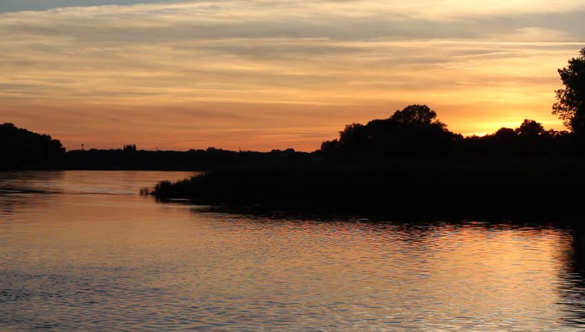 Sunset on the Elbe river in Saxony-Anhalt / Germany in summer