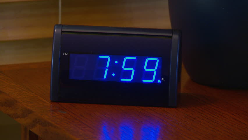 Alarm clock going off at 8 AM