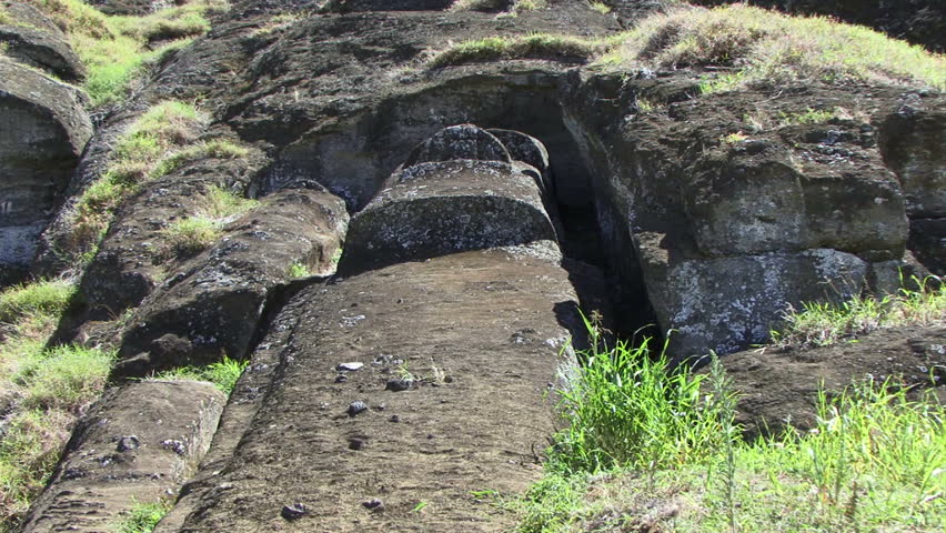 Easter Island Moai half cut from ground