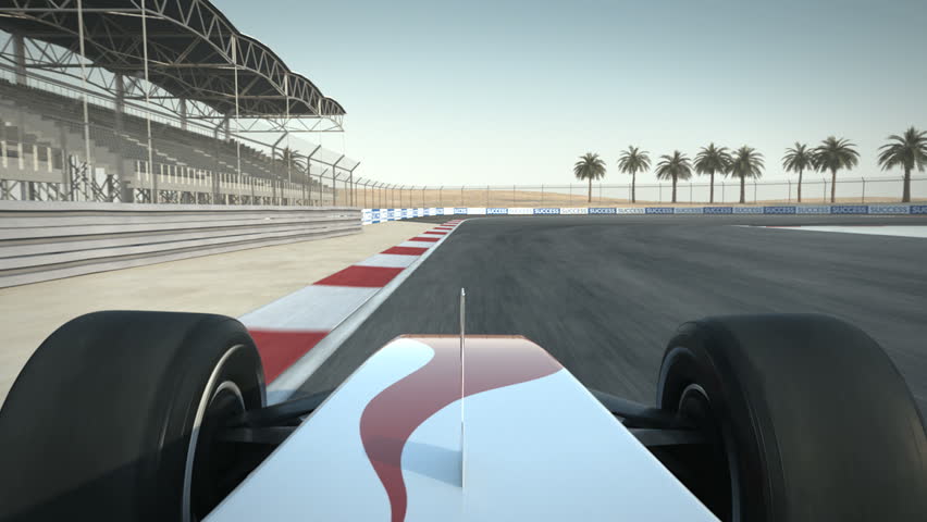 F1 race car on desert circuit - driver's POV - high quality 3d animation - visit our portfolio for more