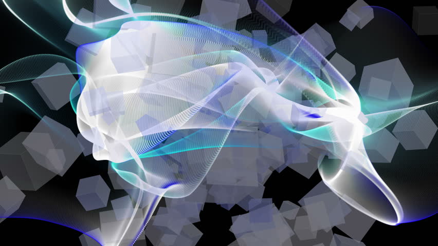 fantastic loop video animation with moving cubes and waves