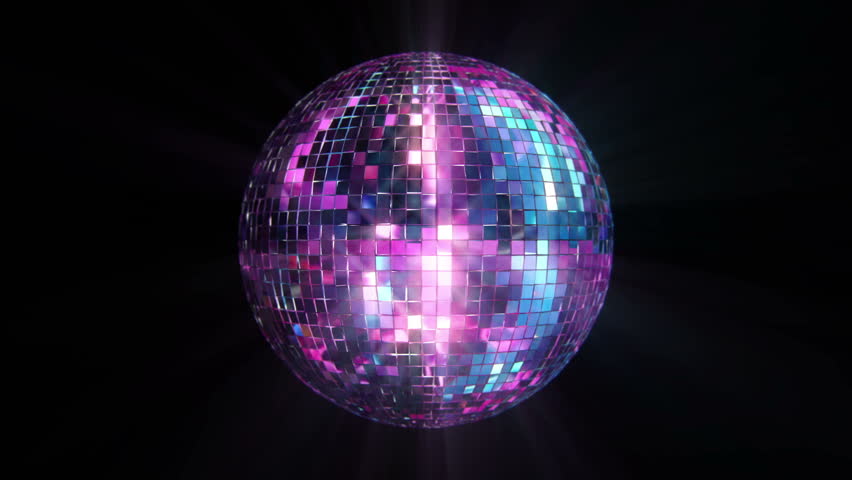 3D Disco Mirror Ball Reflecting Colorful Lights and Lasers . Seamless Loop  