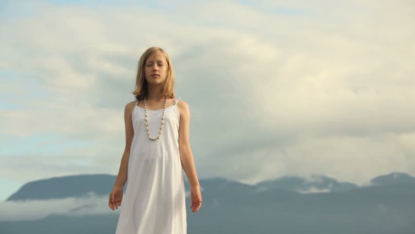Young girl in meditation and yoga