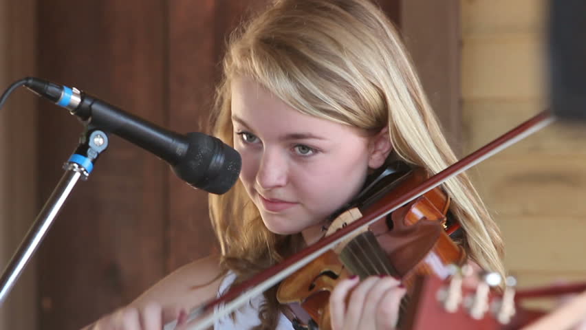 AGOURA HILLS, CA - MAY 20: A contestant fiddles away in a folk music band at the Topanga Banjo & Fiddle Festival in Agoura Hills on May 20, 2012. The long running festival is in its 52nd year.