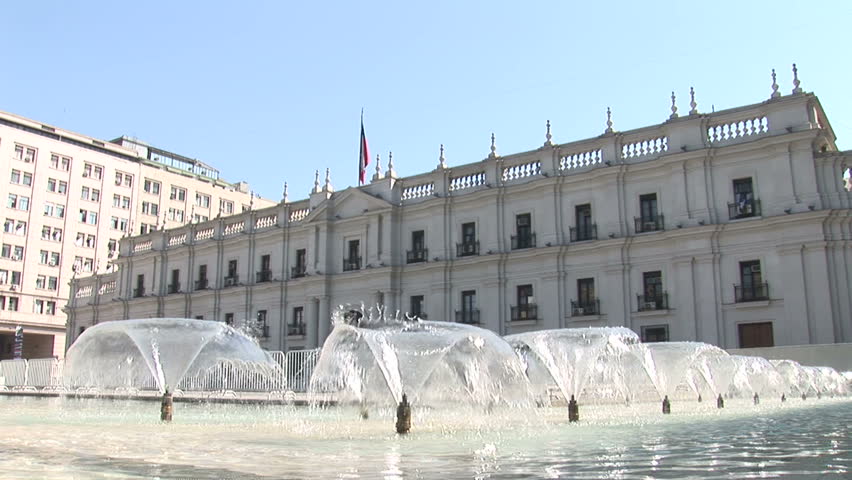 CHILE - MAY 2007: Fountain near La Moneda Palace in Santiago, Chile