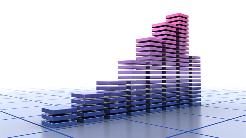 Stylized bar graph depicting any form of growth. From purple (low) to pink (high)
