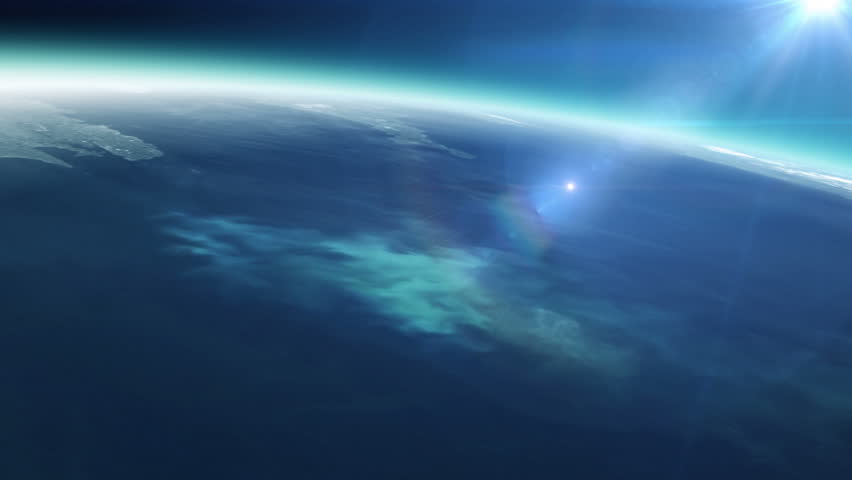Planet earth with sunrise in space