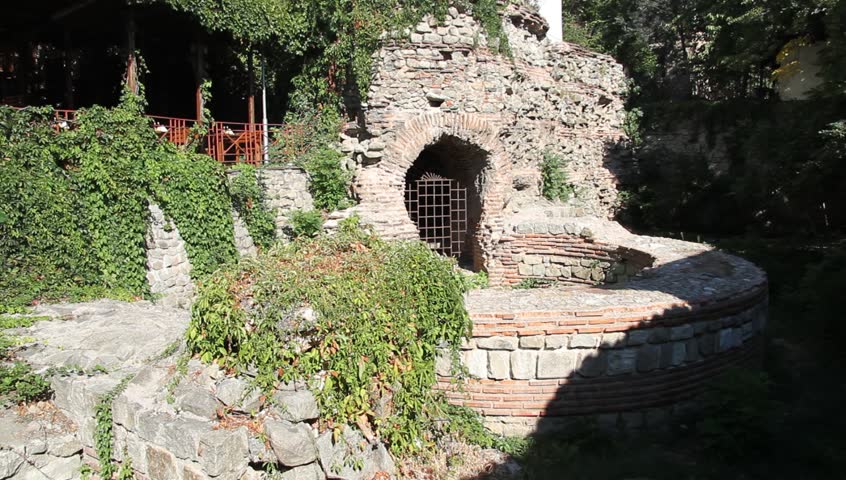 Ruins of round tower in Plovdiv, Bulgaria