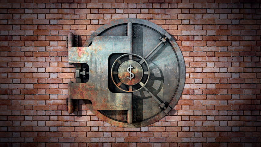 Opening an old empty vault. Entering in an empty room with few dollar bills and spider web. 