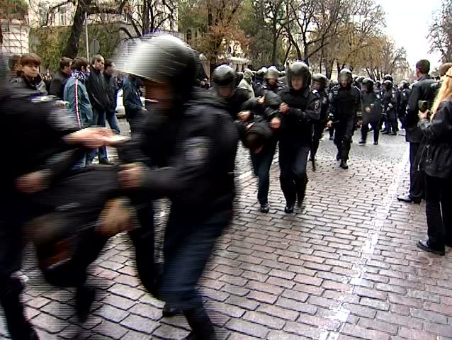 KIEV - MAY 6: The Ukrainian police arrest opposition protestors on May 6, 2012 in Kiev, Ukraine.