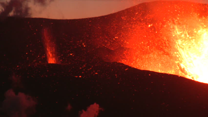 Volcanic Eruption in Iceland  2010, Eyjafjallajokull. Footage taken in extreme conditions only a half mile from the crater during frequent gas explosions from advancing lava. A mountain is born.