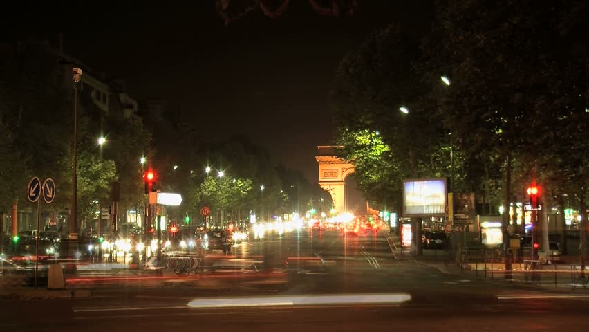 PARIS, FRANCE - CIRCA 2012: Slide time lapse Arc de Triomphe with traffic, Paris, france