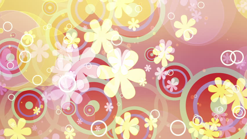 Bright Flowers Retro Looping Animated Background Two 