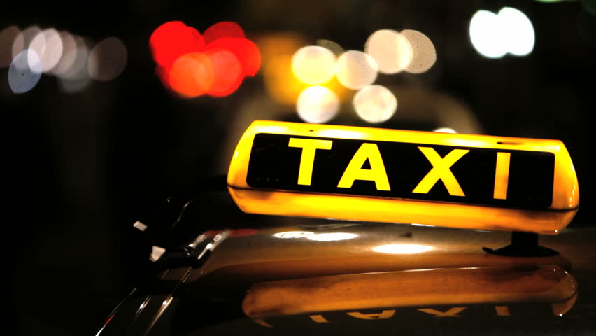 Berlin Taxi (Cab) driving with motion blur and city lights â In 1080p FullHD