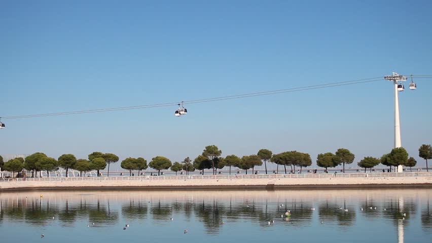 cable car working with blue sky background 