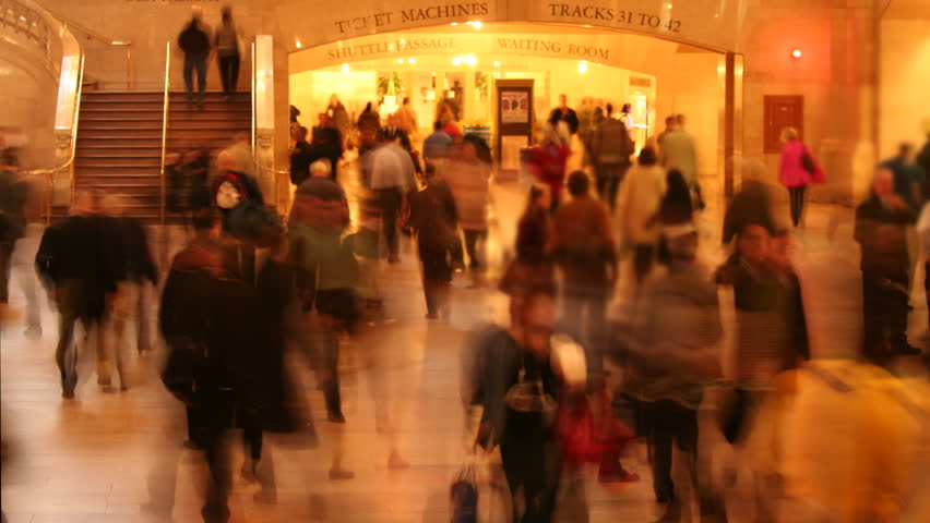 Time Lapse of morning commuters in Grand Central Terminal