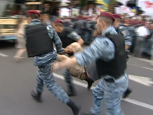 KIEV - OCTOBER 2: Police arrest protestors at Opposition rally in Kiev in support of Timoshenko on October 2, 2011 in Kiev, Ukraine.