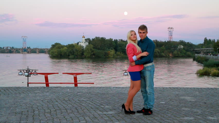 young couple on an evening promenade.
