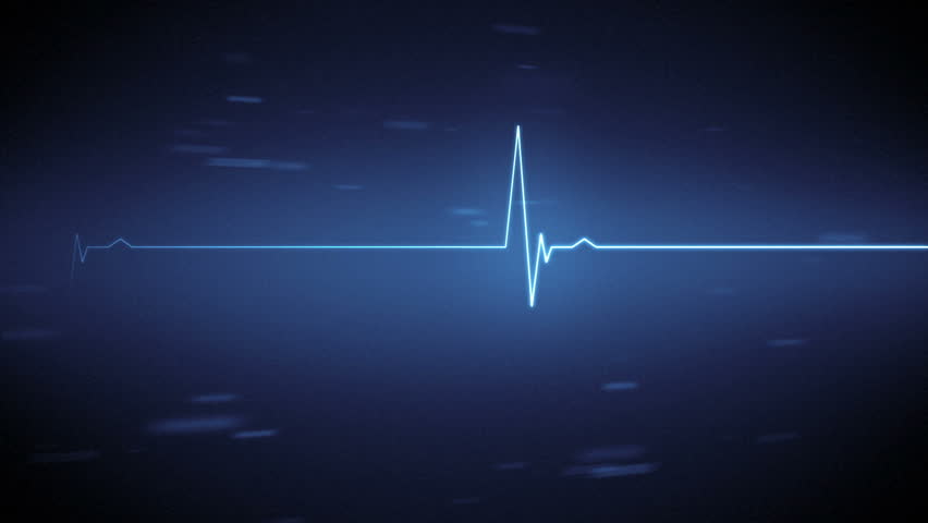 Blue ECG heart monitor line with moving black and blue background