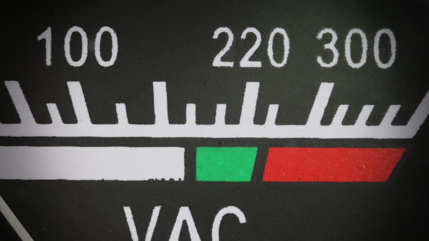 Voltmeter. Vintage analog volt meter close up.
