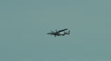 The small plane with two screw motors flies and it is lucky passengers