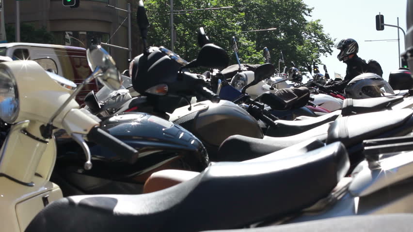 Motorbikes in a row