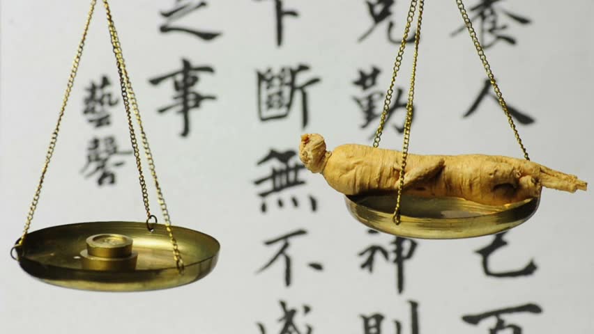 ginseng root on a balance