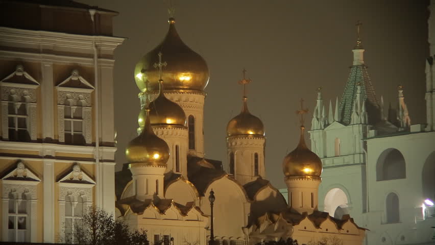 night Kremlin, embankment, Moscow, Russia, sequence