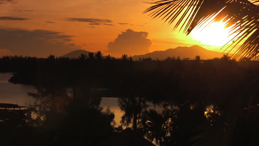fast motion of tropical sunset